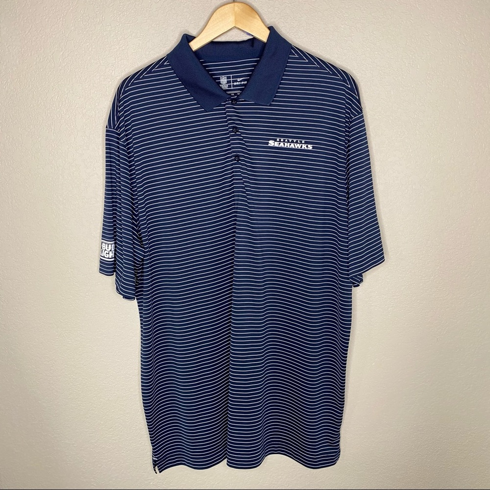 Nike NFL Seahawks Dri Fit Stripped Blue Polo 2XL